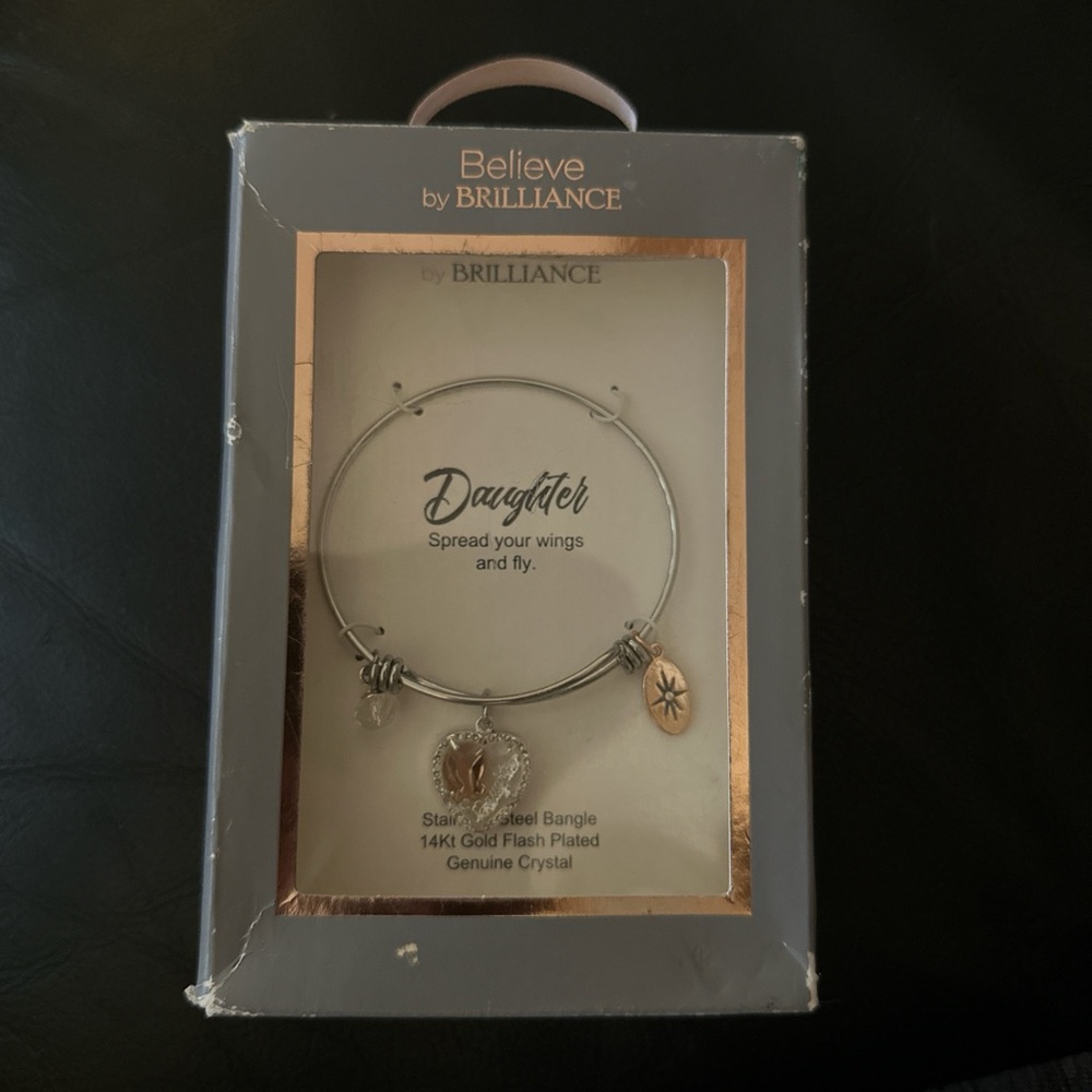 Believe by Brilliance Silver and Gold Bangle Bracelet